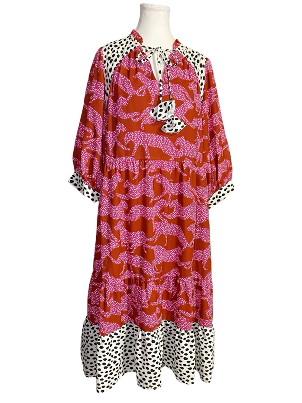 CROSBY by Mollie Burch Talulah Maxi Long Sleeve Dress in "Jumping Jags" NWT